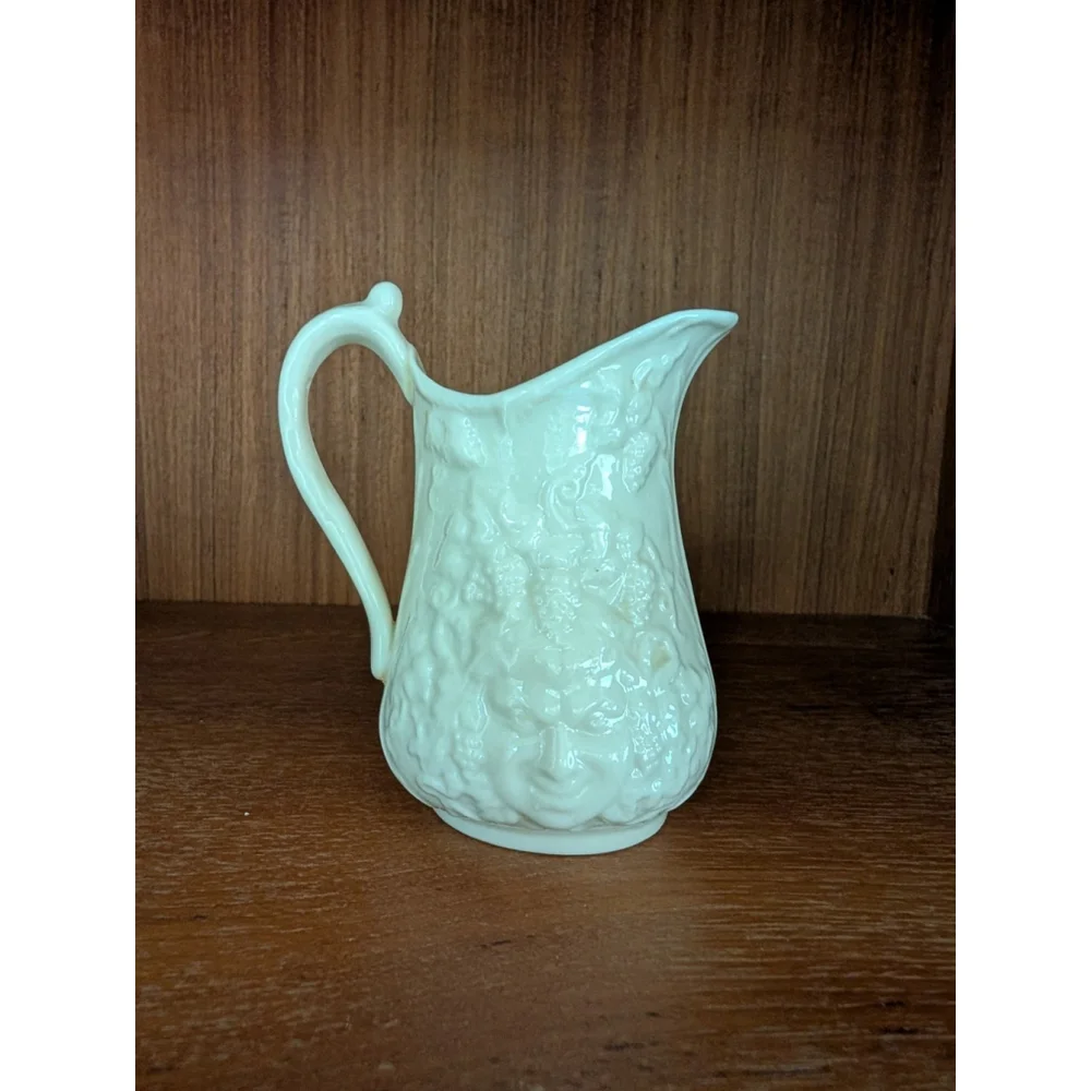 Belleek Irish Porcelain Cream Vase Floral Design with face 5th Mark 1955-1965